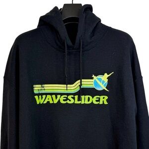NWOT WAVESLIDER Women's Thick Black Surf Hoodie 70's Style Retro Surf Graphic XL